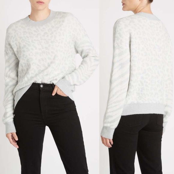 RAILS Lana Mixed Animal Print Ivory Gray Sweater S - Picture 2 of 10